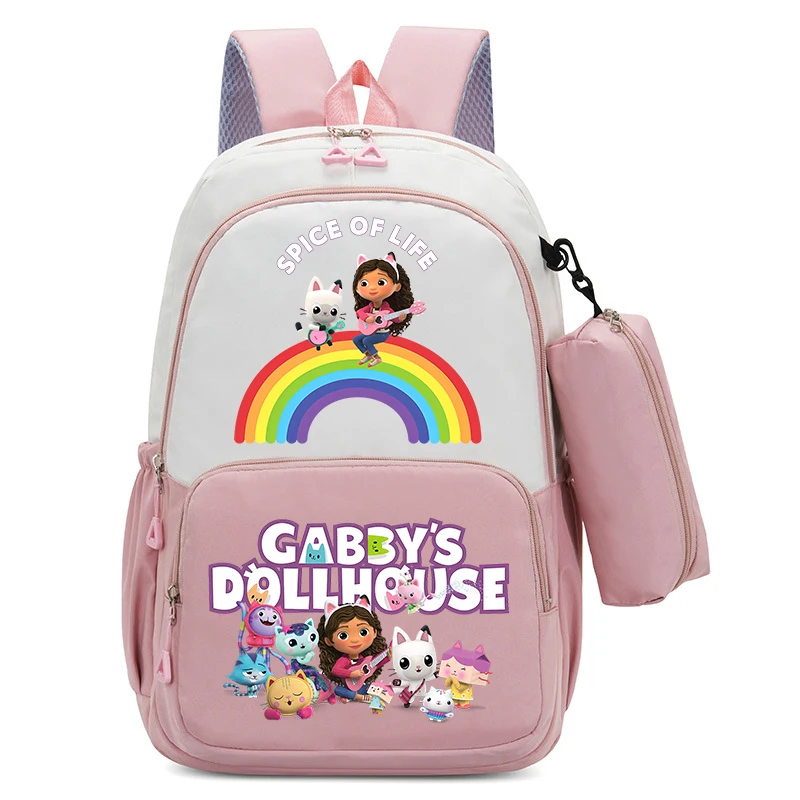 Gabby Dollhouses-mochila bonita para niñas, bolsa de lápices, papelería Kawaii, mochila escolar de gran capacidad, conjunto de estuche de bolígrafo, regalos para niños, 2 uds. - imagen 3