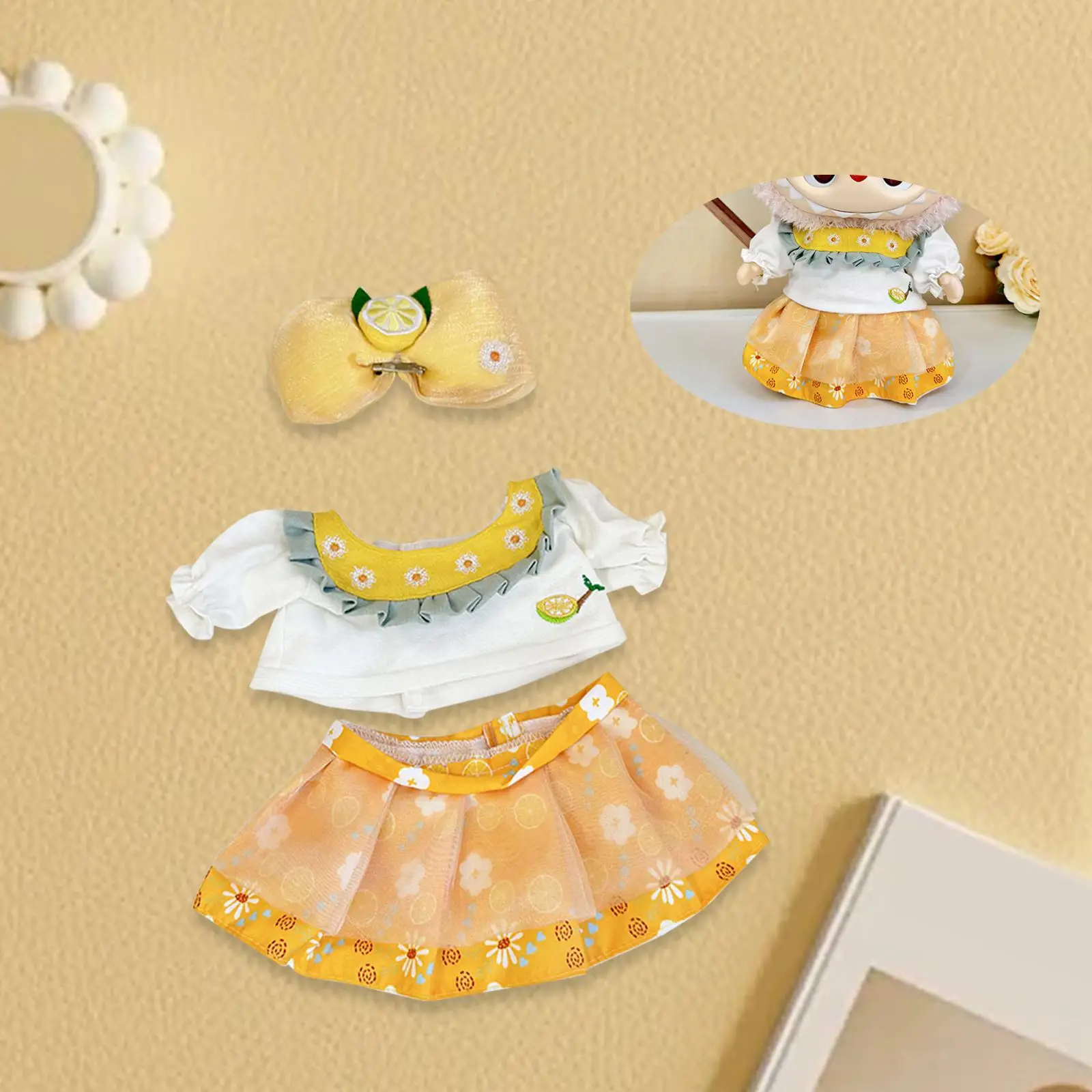 Doll Outfits for Girls Shirt Skirt Suit Doll Outfits Cute Doll Pendant Stylish Soft Photo Props Dress Up Doll Clothes for 38