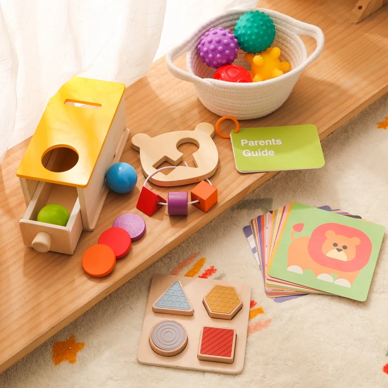 Juguete Montessori de madera para bebé, caja de cajón de Macaron permanente, tambor ocupado, forma de Color, cognición, partido, juguetes sensoriales educativos