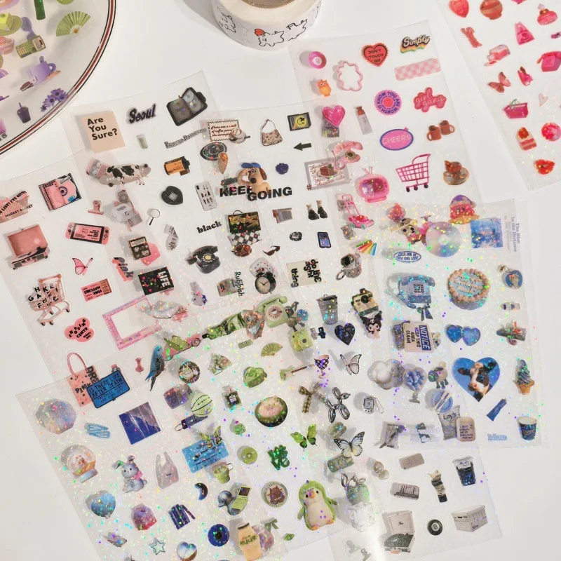 Pegatinas flash estilo Y2K para decorar álbum y manualidades - imagen 4