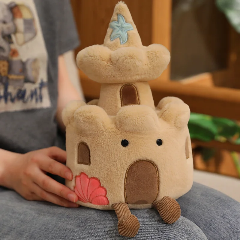 Peluche marrón de fortaleza con faro – Suave muñeco para bebés