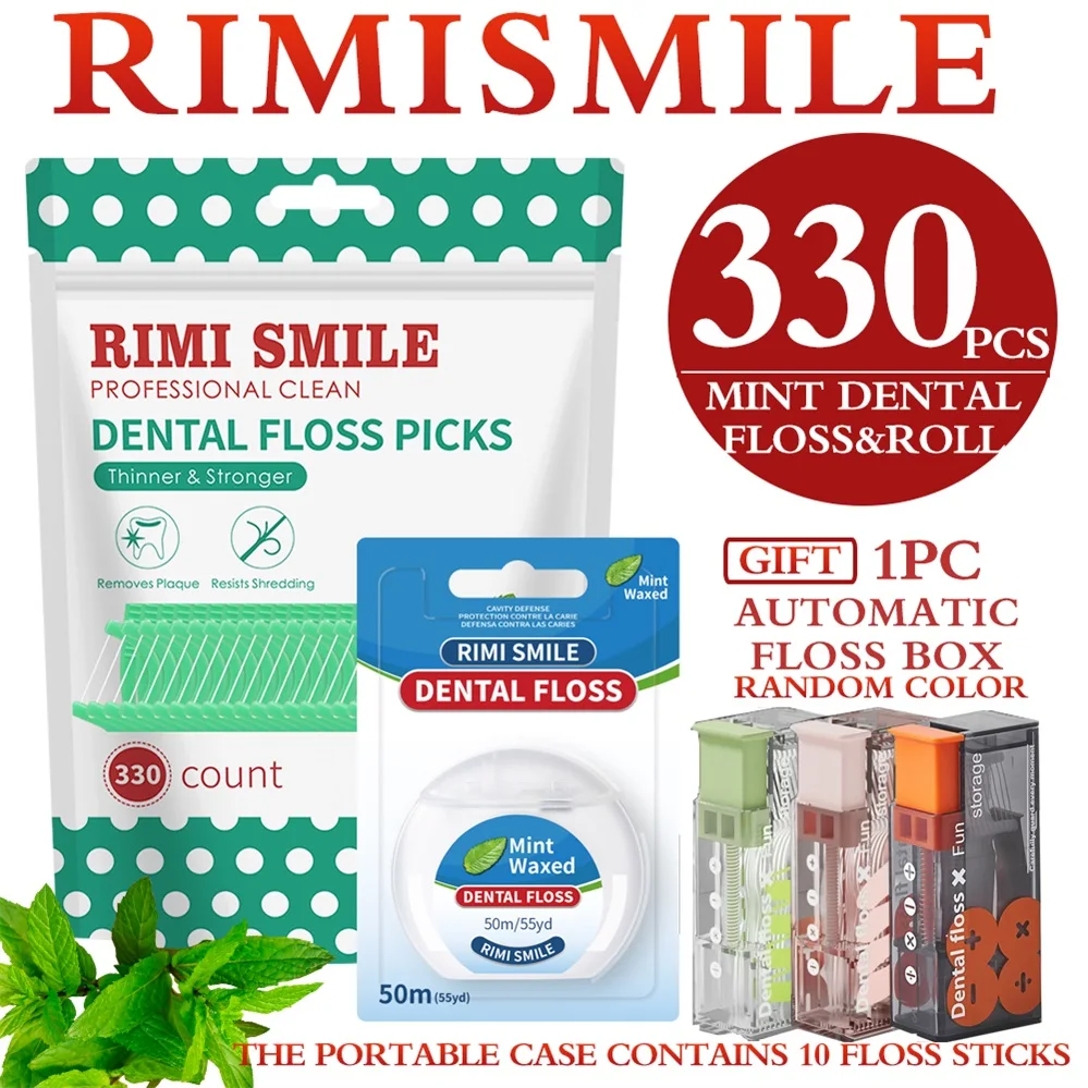 Hilo dental Rimi Smile Mint con palillo – menta refrescante