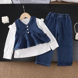 Conjunto bebé 3 piezas: chaleco, camiseta y pantalón primavera/otoño