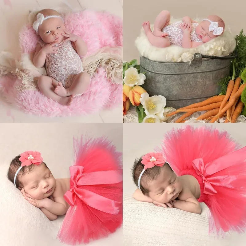 Conjunto de vestido tutú y diadema de flores para bebé - imagen 5