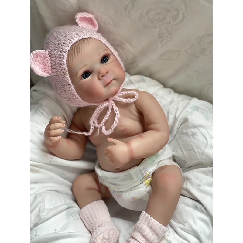 Bettie-muñecas de bebé recién nacido de vinilo de cuerpo completo, 18 pulgadas, realista, tacto suave, capas de bebé de cuerpo completo, pintura 3D, piel