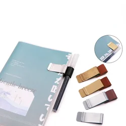 Portalápices de cuero retro con clip metálico – Marcapáginas para cuaderno