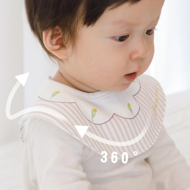 Baberos impermeables para bebés, Baberos con patrón bordado para bebés, Baberos cómodos para recién nacidos, Baberos de algodón cómodos para regalo, 3 uds. - imagen 3