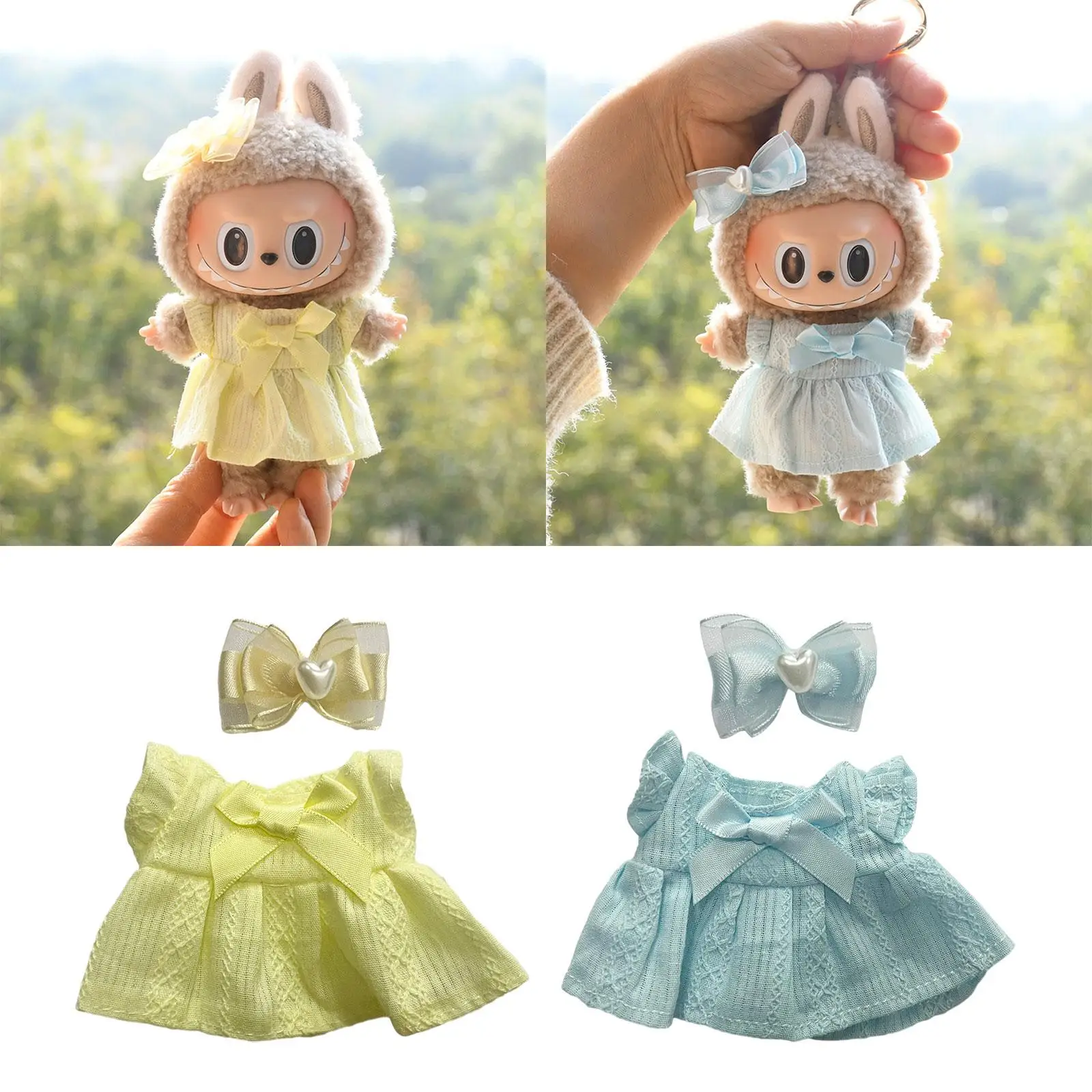2Pcs Mini 6 inch Doll Clothes with Headwear with Hat Costumes Comfortable Doll Accessories Clothing Doll Clothes for Dolls Girls