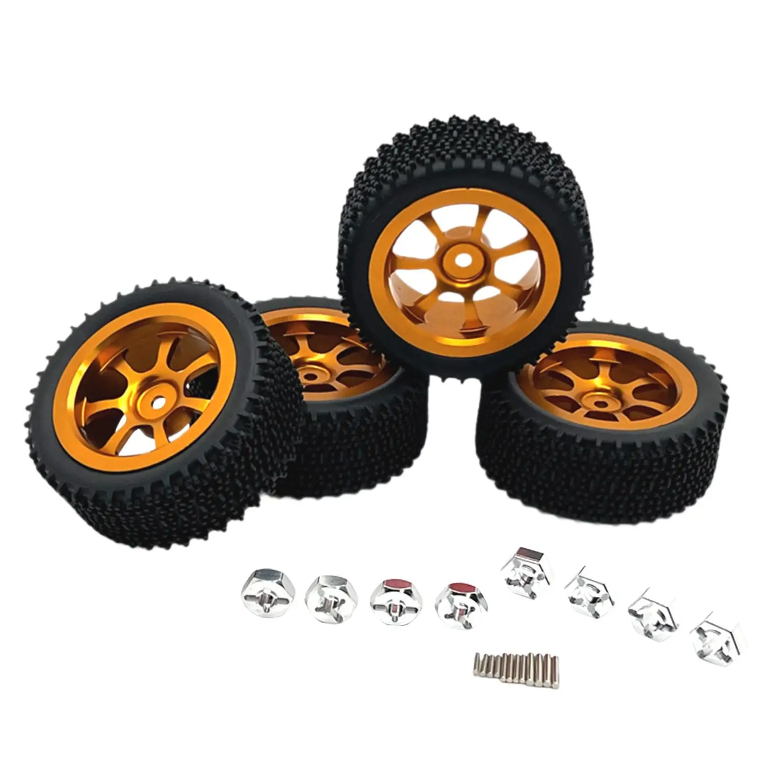 4x RC Wheels and Tires Spare Parts with Hex Wheel Hubs RC Tires and Rims RC Crawler Car Tires RC Part for Wltoys 1/14 RC Car DIY