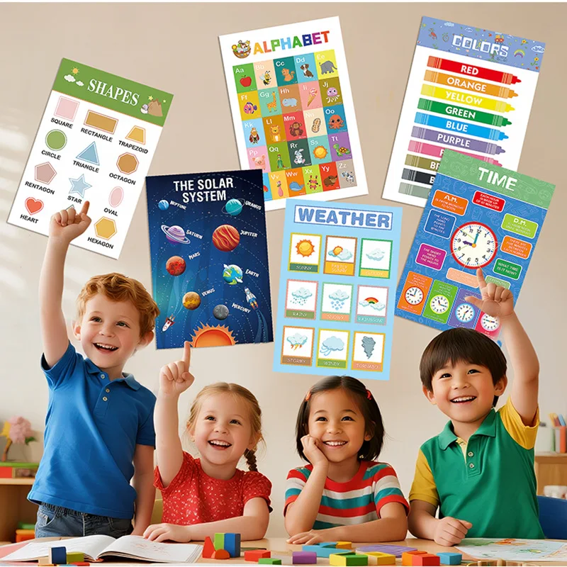 12Pcs Educational Posters Classroom Decor Toddlers, Preschool Learning Wall Art Teacher Supplies for Kids Ages 1-5