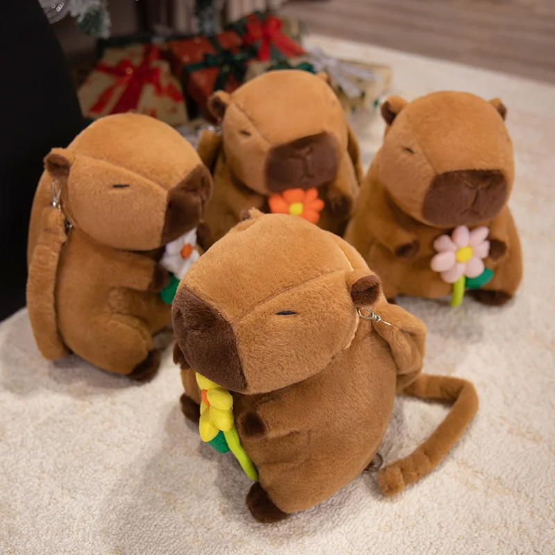 Mochila capibara felpa Kawaii – Diseño adorable con lazo para niño - imagen 5