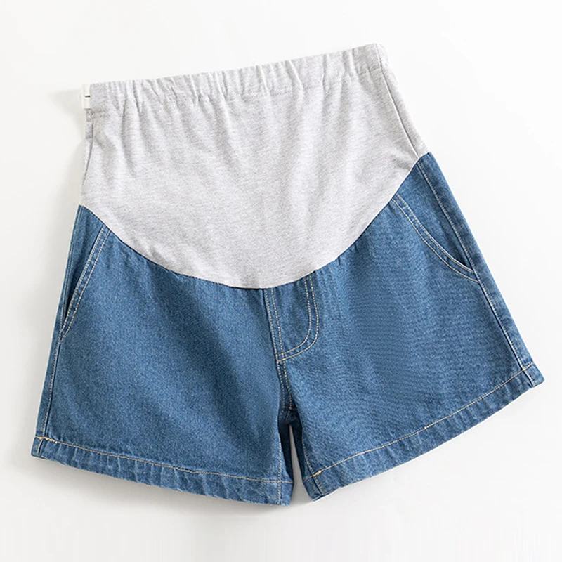 Pantalones cortos vaqueros de maternidad de talla grande para mujeres embarazadas, pantalones cortos vaqueros de verano, pantalones abdominales finos, sueltos e informales con soporte de pierna ancha - imagen 4