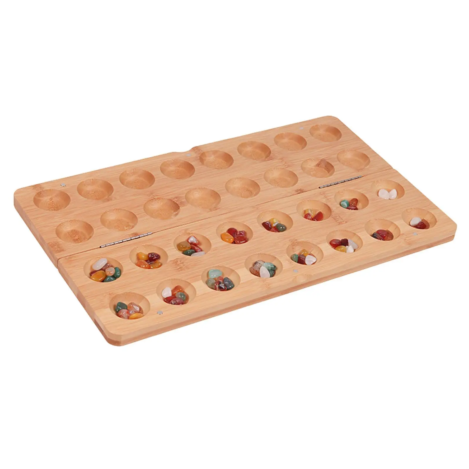 Wood Family Games, Foldable Mancala Board Game, Party Game, Multi Color Beads Classic Strategy Game for Teen, Kids, Family