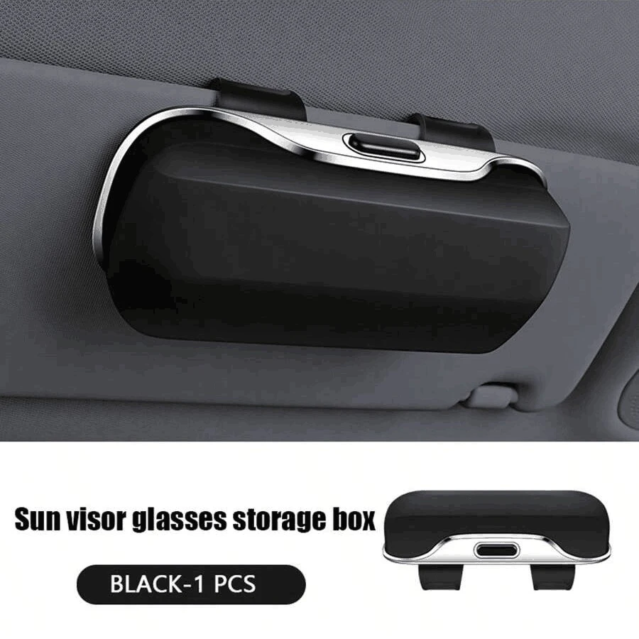 Caja de gafas para coche con interruptor de presión, parasol, soporte para gafas, tela suave interna, resistente a los arañazos, estuche de almacenamiento para gafas a prueba de golpes - imagen 4