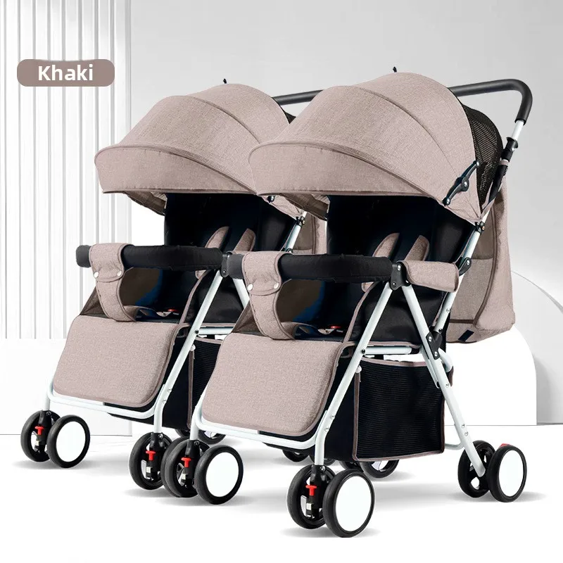 Coche de paseo doble plegable con capota extensible y suspensión - imagen 3