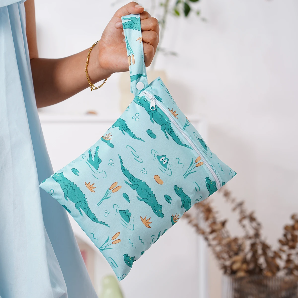 Elinfant 2 uds Mini bolsa de almacenamiento impermeable para nadar, playa y gimnasio, bolsa de pañales impermeable de 18*25cm, bolsa húmeda y seca - imagen 5