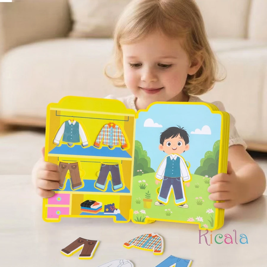 Rompecabezas de vestir, juguetes Montessori, cambio de ropa, caja de rompecabezas, juegos a juego, vestir, conjunto de viaje para niños, regalos de navidad - imagen 2