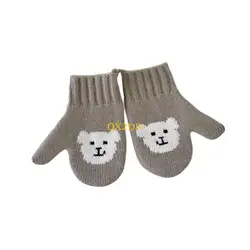 Guantes de invierno infantiles con correa para el cuello QX2D