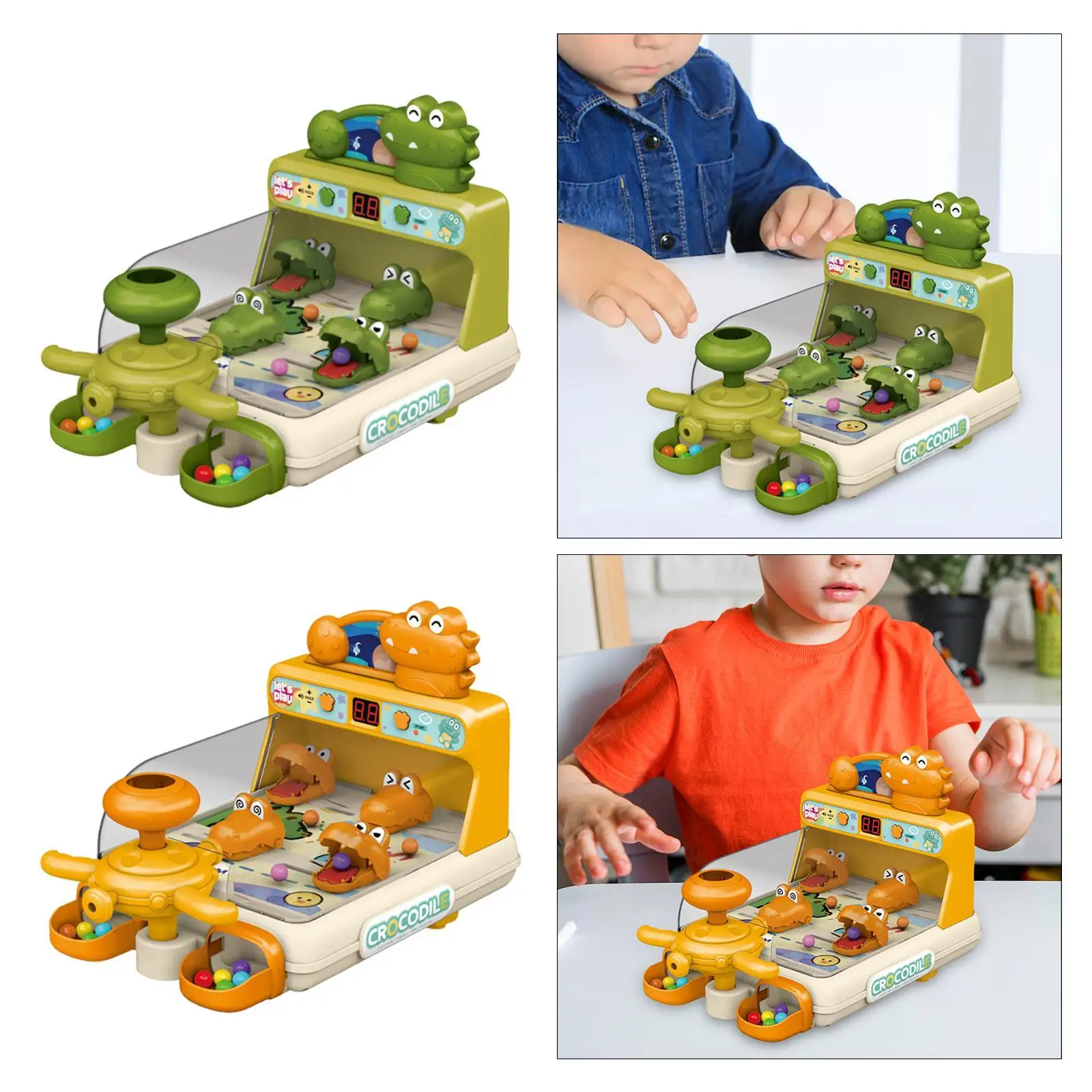 Crocodile Pinball Machine Party Favor Hand Eye Coordination Sturdy Educational Toy Interactive Game for Kids Ages 3 4 5 6