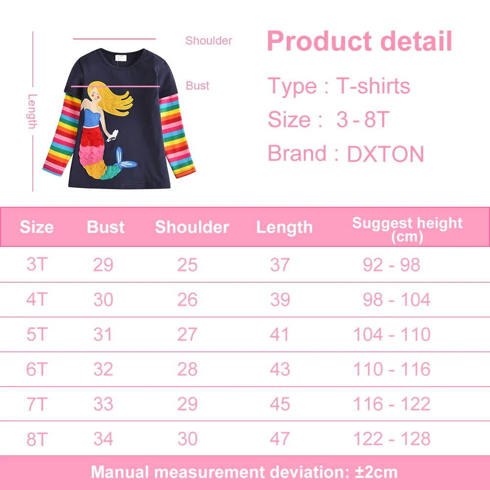Camiseta de algodón manga larga para niña DXTON – Arcoíris - imagen 5