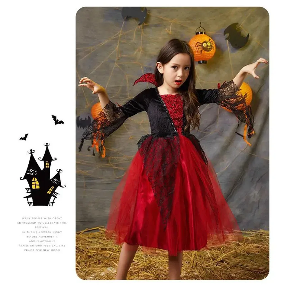 Disfraz de vampiro para niño con falda tul rojo y negro - imagen 4