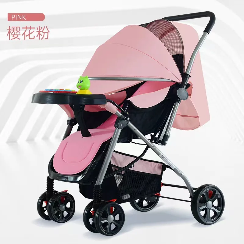 Cochecito de bebé reclinable y plegable con suspensión 4 ruedas - imagen 4
