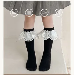 Calcetines de primavera para niña con diseño princesa y encaje suave