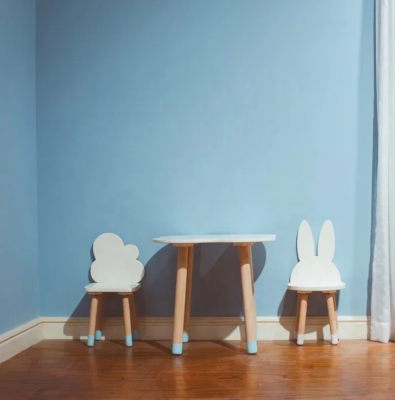 Venta caliente Juego de mesa y sillas de muebles para niños con diseño de conejo y nube de madera ecológicos - imagen 4