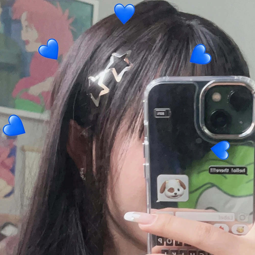 Y2K-Juego de pinzas para el pelo BB con estrella plateada para mujeres y niñas, pasadores laterales de Metal, accesorios para el cabello, regalos para la cabeza - imagen 3
