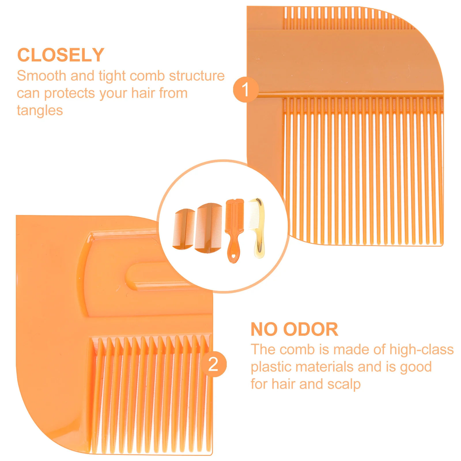 Peine para caspa de doble cara, peine para masaje del cuero cabelludo, herramienta de peluquería de plástico de dientes finos antiestático para relajación, 3 uds. - imagen 5