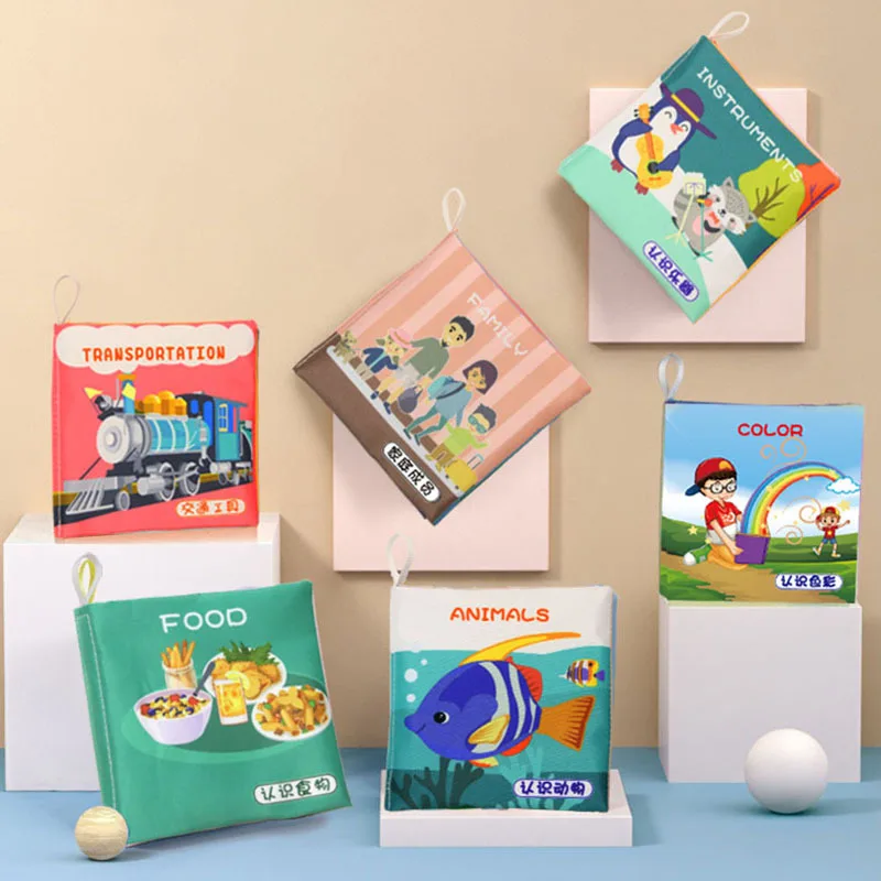 Libros de tela suave para bebé, libros silenciosos con sonido de crujido, juguetes educativos de aprendizaje temprano para bebé de 0 a 12 meses - imagen 4