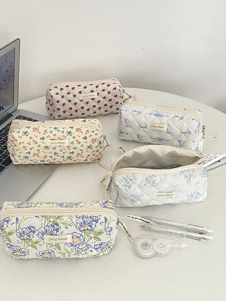 Estuche de lápices de flores Vintage, caja de bolígrafos, bolsa de gran capacidad para estudiantes, suministros escolares, regalo - imagen 5