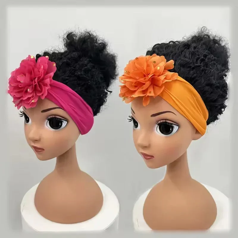 Peluca infantil con diadema para niñas - Afro sin encaje frontal - imagen 5