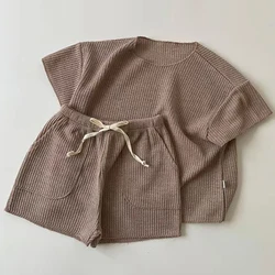 Conjunto de verano infantil - Pantalones cortos de punto con cordón
