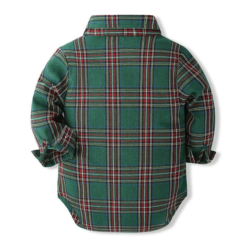 Conjunto de traje para bebé de primavera y otoño, moda coreana, monos para recién nacidos de manga larga de algodón a cuadros para caballero + Pantalones, ropa para niños pequeños BC090 - imagen 3