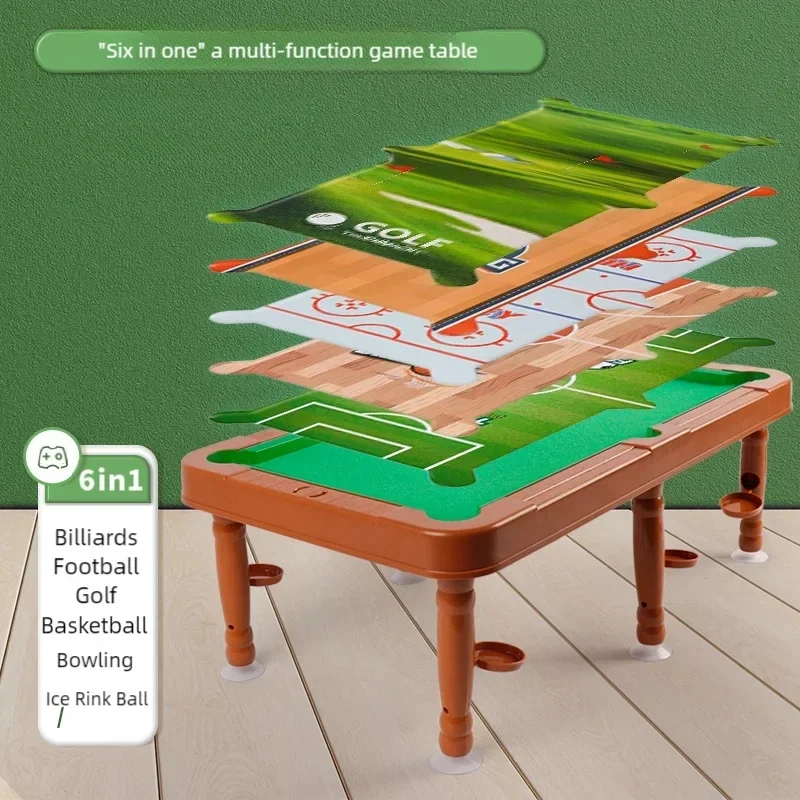 Juego de mesa de billar multifuncional 6 en 1, pelota interactiva, fútbol, baloncesto, amigos
