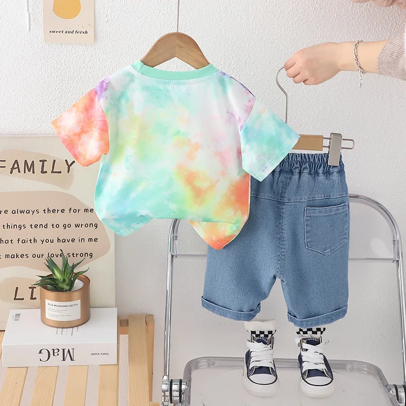 Nuevo conjunto de ropa de verano para bebés, camiseta para niños, pantalones cortos, 2 unids/set, ropa para niñas pequeñas, disfraz de moda para niños, chándales para niños - imagen 4