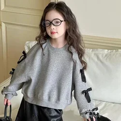 Sudadera con lazo para niñas estilo casual otoño primavera