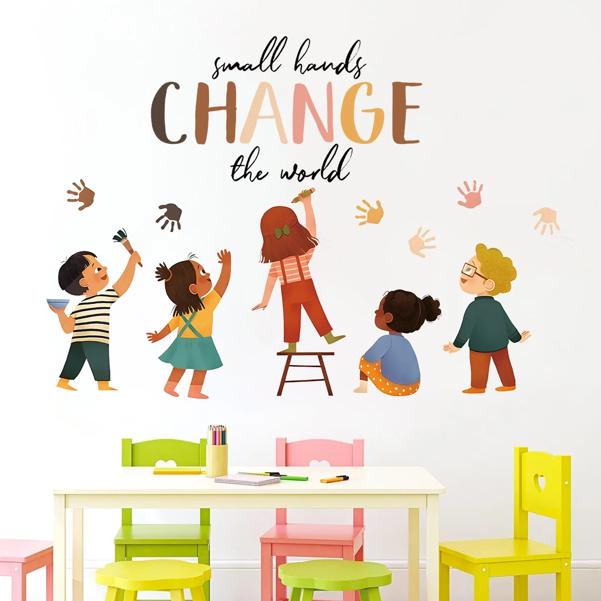 Pegatinas de pared de mano pequeñas con grafiti para habitación de bebé, decoración de fondo de dormitorio para niños, calcomanías de pared autoadhesivas - imagen 2