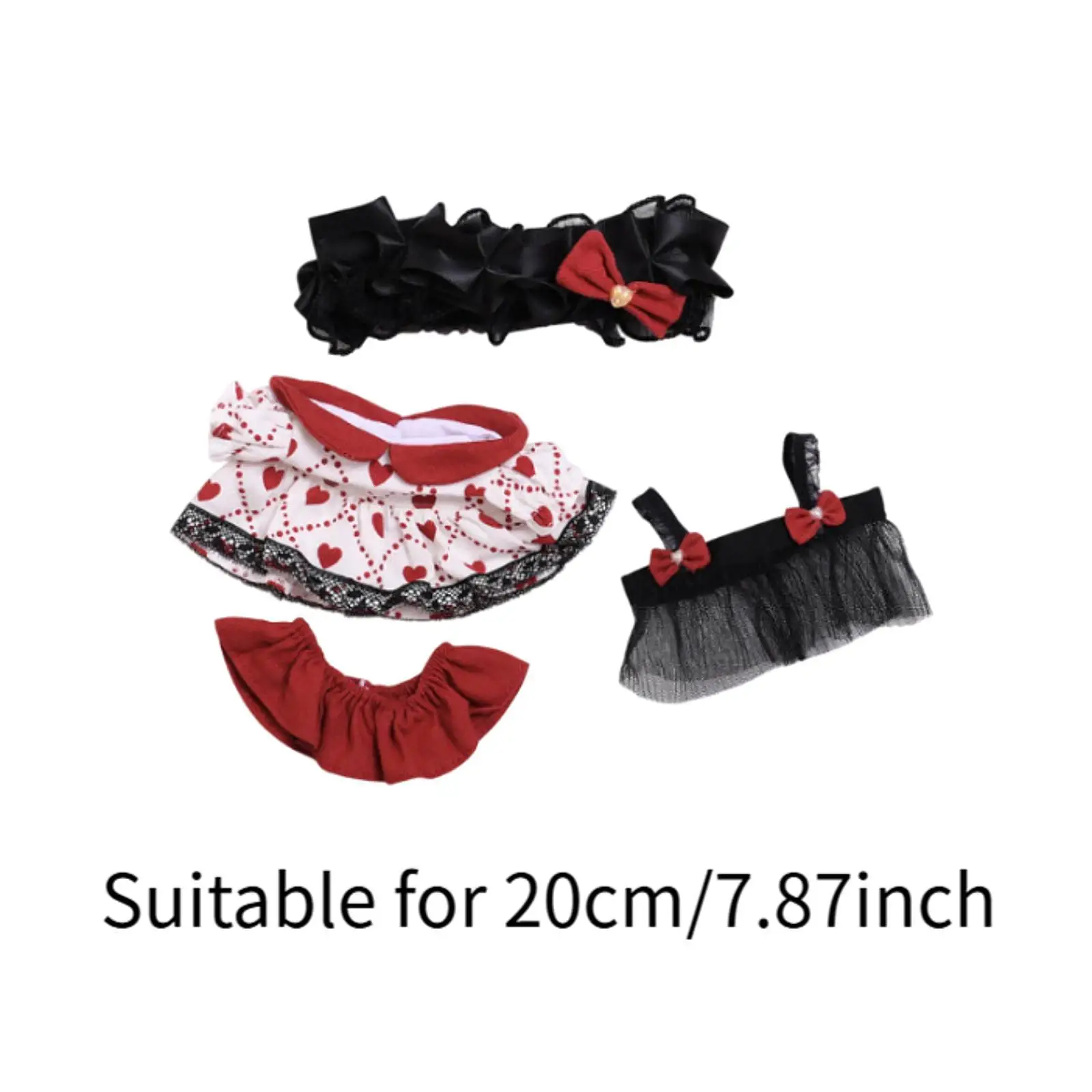 Lace Heart Bow Dress Plush Clothing Set Photo Props Doll Clothing DIY Make Your Own Dolls Doll Clothes for 7.87inchinch Dolls