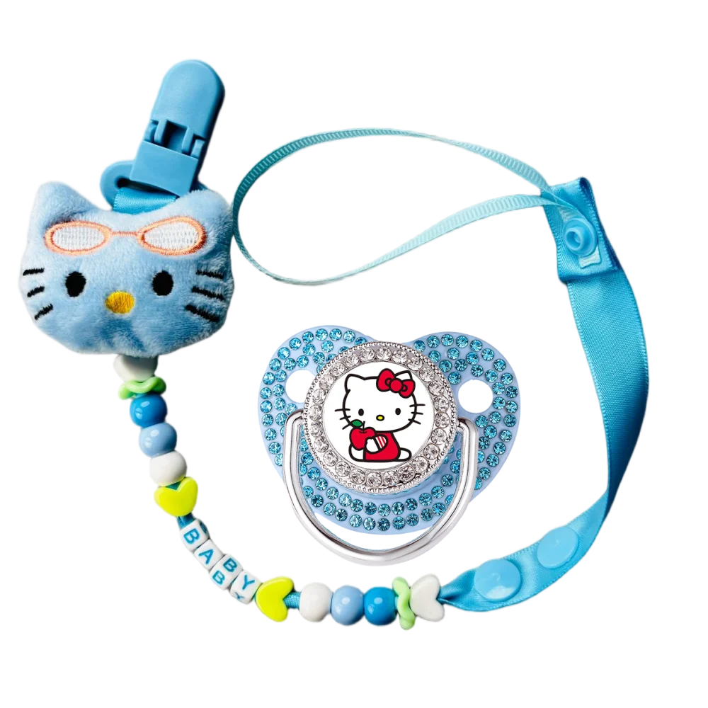 Clips para chupete personalizados azules y chupetes para bebés, chupetes con piedras preciosas de colores, chupetes personalizados gratis, destete - imagen 2