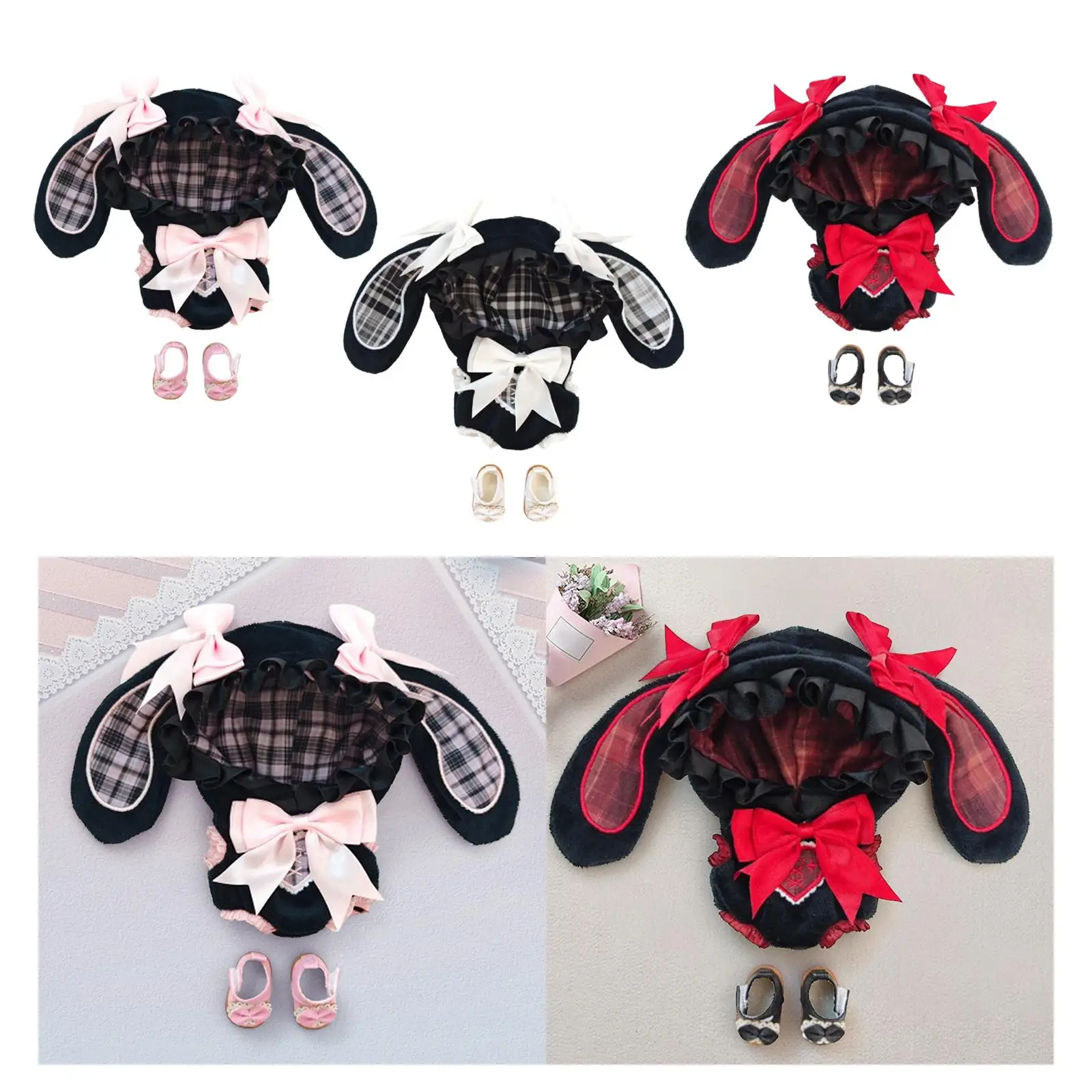 15cm 17cm Plush Doll Clothes with Doll Shoes Hooded Bodysuit Soft DIY Stylish Stuffed Animals Accessories for Gift Little Girls