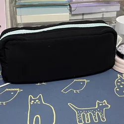 Bolsa de papelería para estudiantes de gran capacidad, bolsa de lápices azul sal, bolsa de lápices de alta estética, organizador de almacenamiento para volver a la escuela