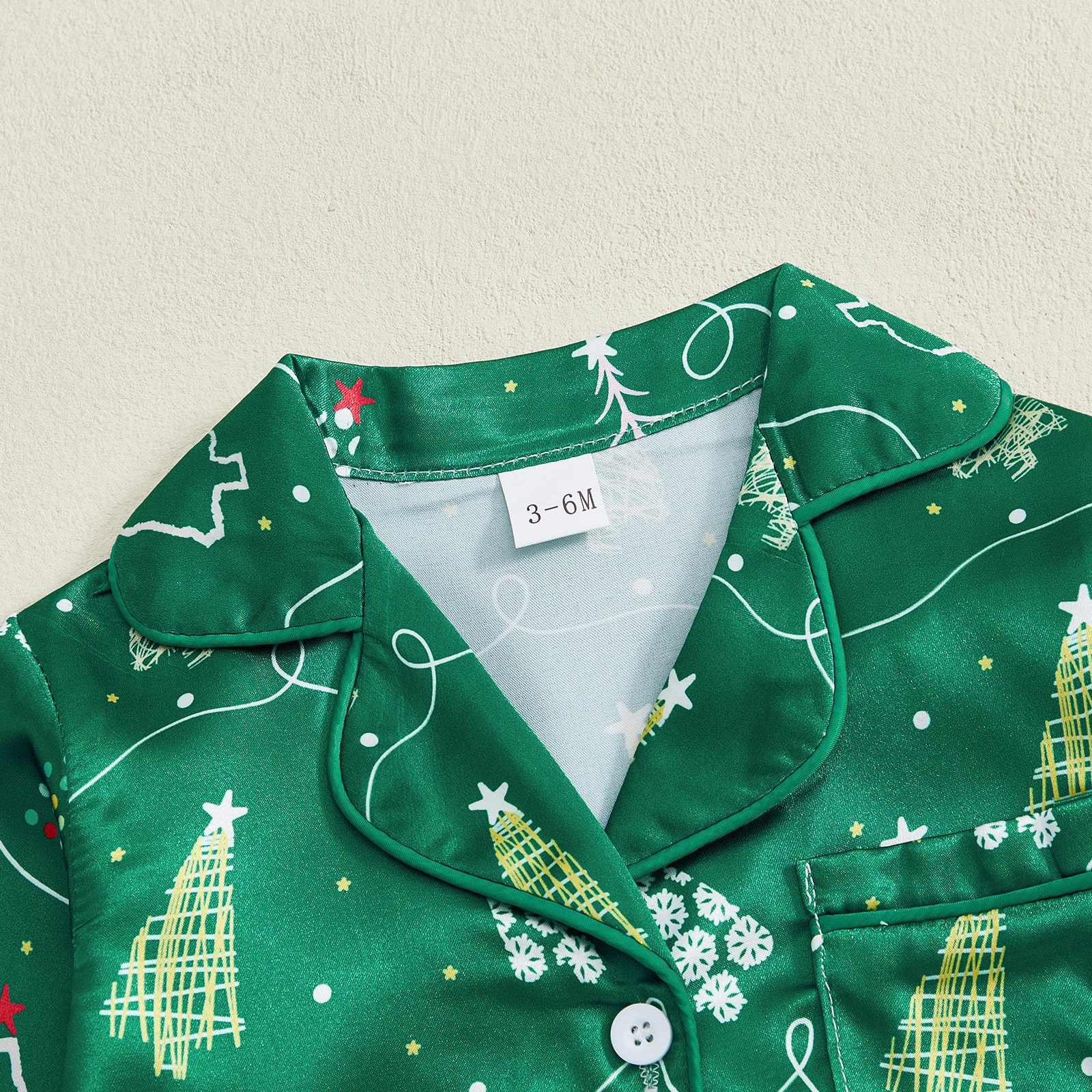 Pijamas navideños para niña de 0 a 24 meses, pijamas de manga larga con solapa y botones, monos con estampado de elementos navideños - imagen 4