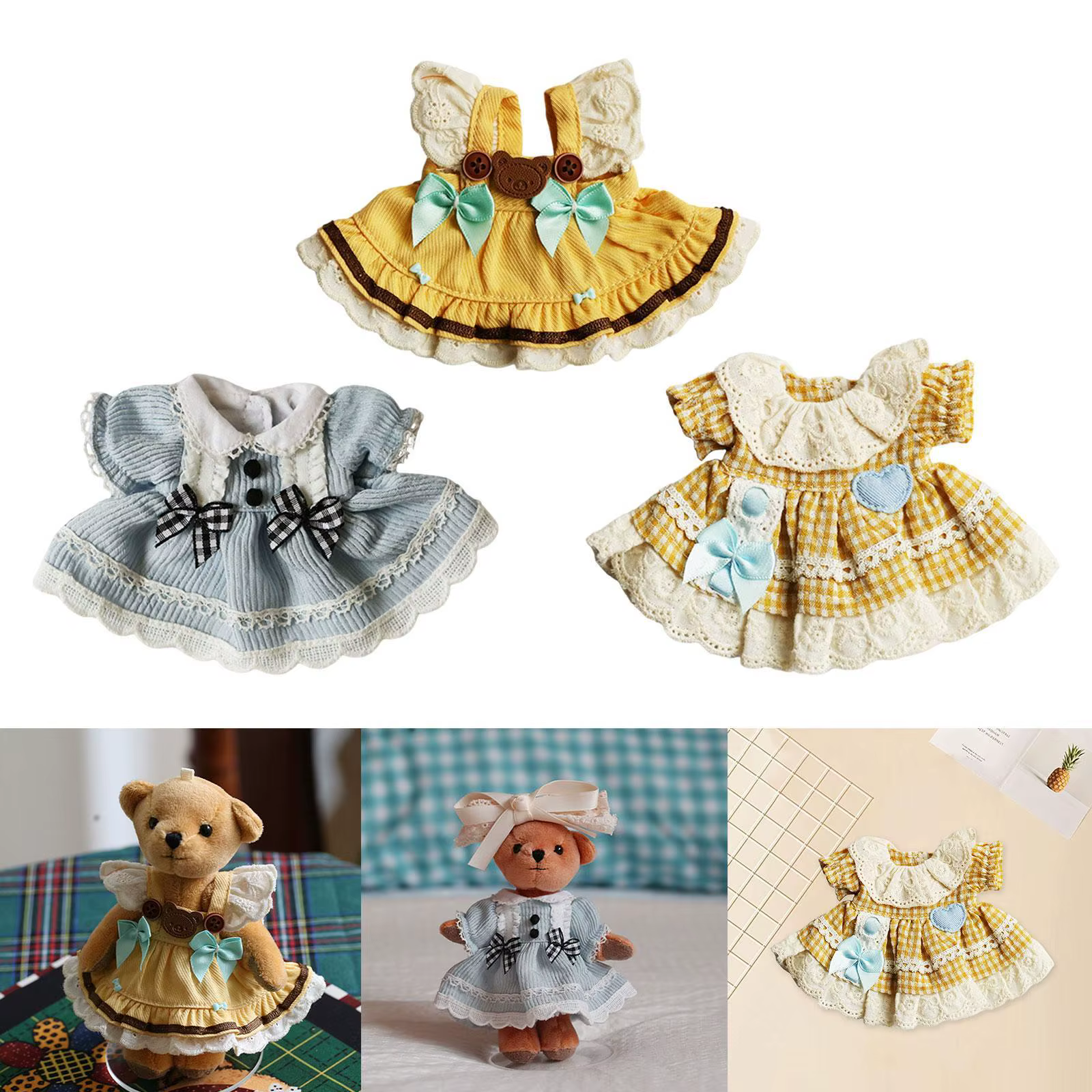 Traje de muñeca, conjunto de vestido de moda para juguetes de peluche de 4,72 pulgadas - imagen 4
