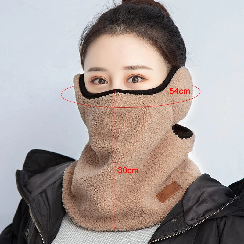 Máscara a prueba de viento de invierno para mujeres y hombres, máscaras de protección para los oídos y cuello, además de accesorios cálidos de terciopelo para ciclismo y esquí, Color sólido - imagen 3