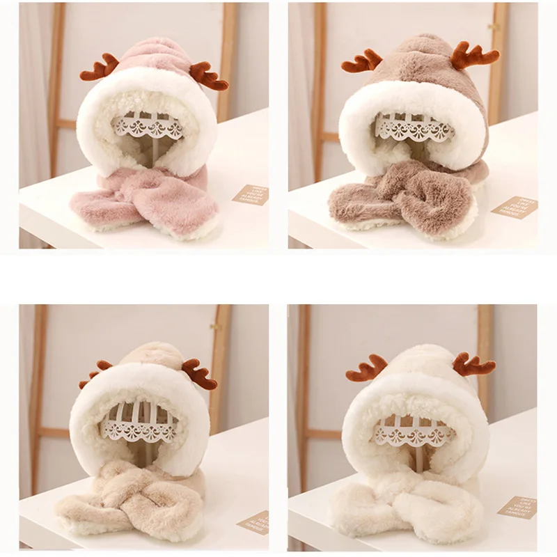 Gorro bebé forro polar con bufanda y orejas suaves de invierno - imagen 4