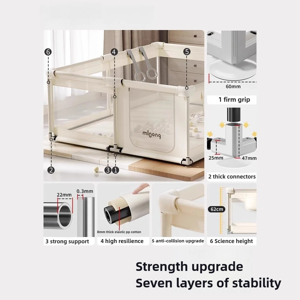 IMBABY Castillo de parque infantil para bebés, valla de actividades de tela grande para niños, patio de juegos de alta calidad con diseño seguro y plegable - imagen 4