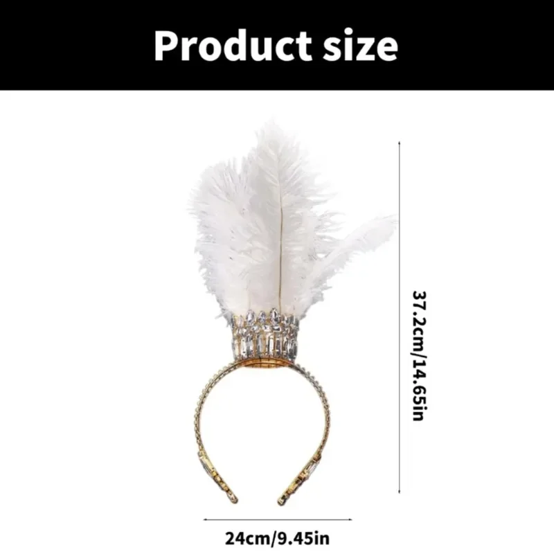 Diadema gótica victoriana de plumas con pedrería para mascarada - imagen 4