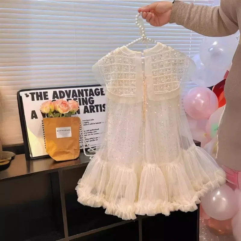 Vestido de princesa con cuello de perlas para niña - imagen 4